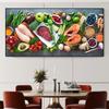 Плакат с овощами и мясом, холст, живопись, постеры, принты, настенные художественные фотографии для скандинавской столовой, кухонное украшение, безрамное