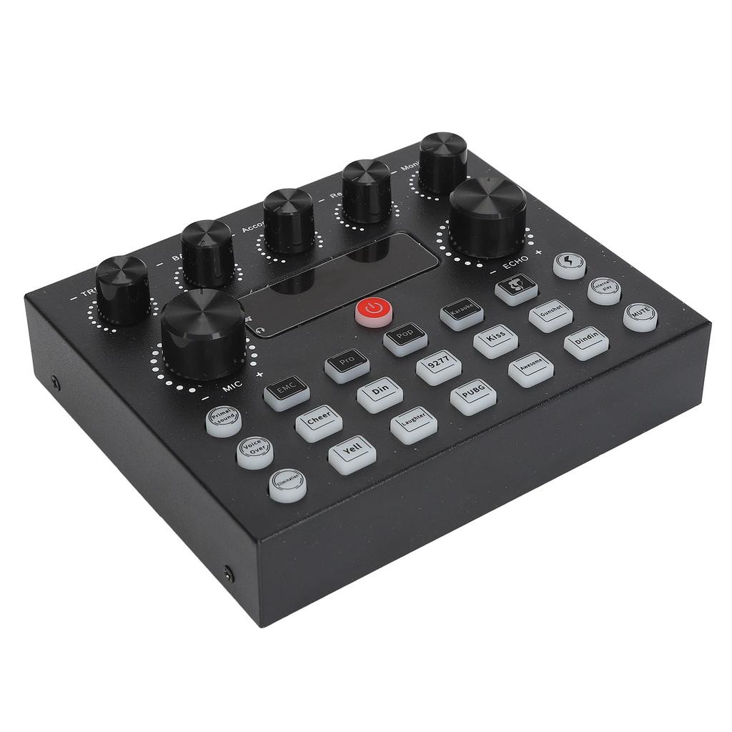 Live Sound Card Professional Reverb Effects Adjustable Bass Treble Dual Microphone Ports Dual Channe