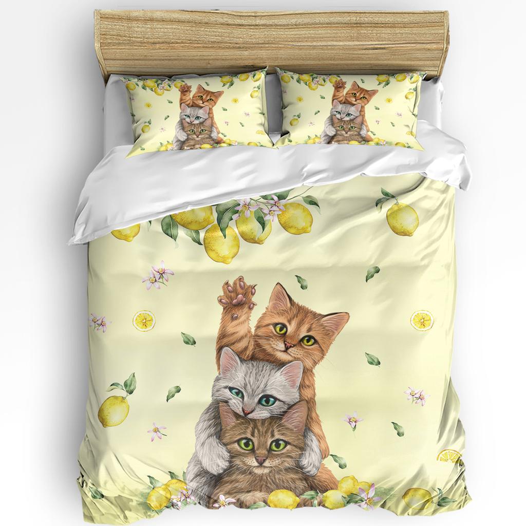 Watercolor Lemon Fruit White Yellow Duvet Cover With Pillow Case Custom 3pcs Bedding Set Quilt Cover Double Bed Home Textile