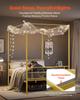 VEVOR Full Size Canopy Bed Frame, Metal Canopy Bed with Minimalist Headboard & Four Posters Design, Heavy Duty Steel Slats Support