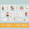Hebrew English Educational Posters Alphabet Numbers Colors Shapes Art Print Nursery Canvas Painting Kids Classroom Wall Decor