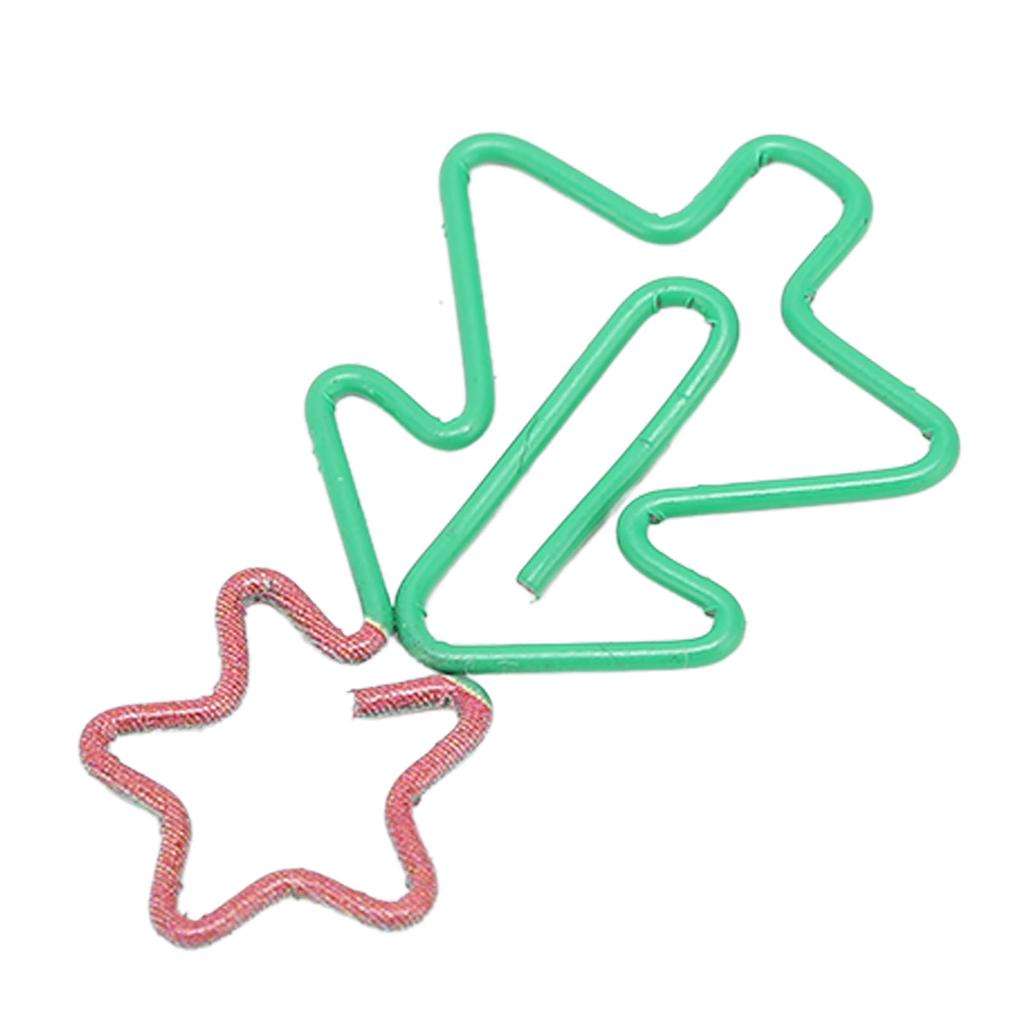 100 шт. фигурных скрепок в виде рождественской елки с гальваническим покрытием, многоцелевые милые скрепки для дома