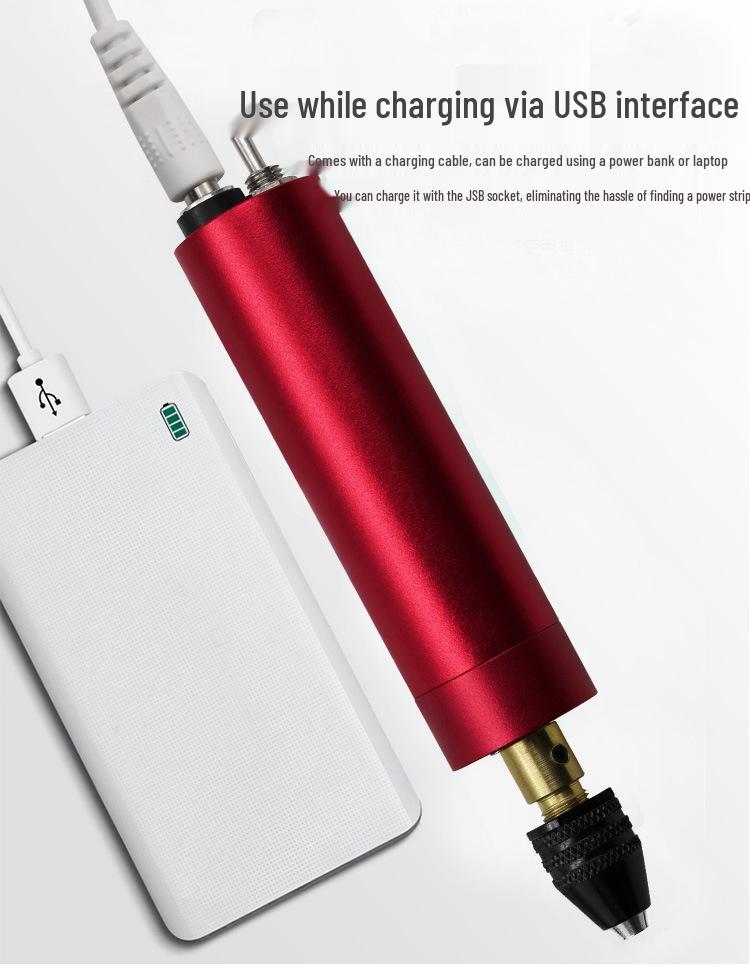 Красная электрическая USB мини-дрель и гравировальная ручка