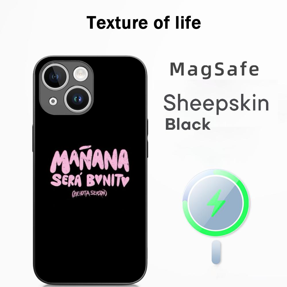 Милый розовый дизайн с узором плаката Manana Чехол для телефона для iPhone 17 16 15 14 13 12 Plus Pro Max Высококачественная роскошная овчина Magsafe