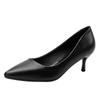 Fashion 2025 New Stewardess High Heels Ladies Etiquette Single Shoes Fashion Pointed Fine Heel Leather Shoes Black Formal Pumps Mujer