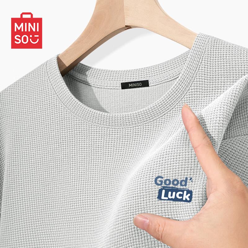 MINISO Мужская вафельная футболка с длинным рукавом, плотная