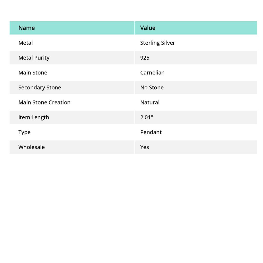 Carnelian Gemstone Handmade 925 Sterling Silver Jewelry Pendant 2.01" v7I99