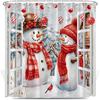 Christmas Shower Curtain Snowman Xmas Tree Farm Barn Truck Red Bird Snowflake Winter New Year Decor Bathroom Curtains Set with Hook 70X70 Inch