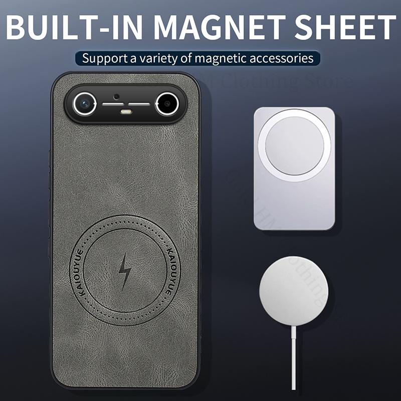 Для Magsafe Магнитный Беспроводной Зарядный Чехол Для Tecno Spark Go Slim 5G PU Кожа Противоударный Чехол Для TECNO Camon 40 30 Pro 5G