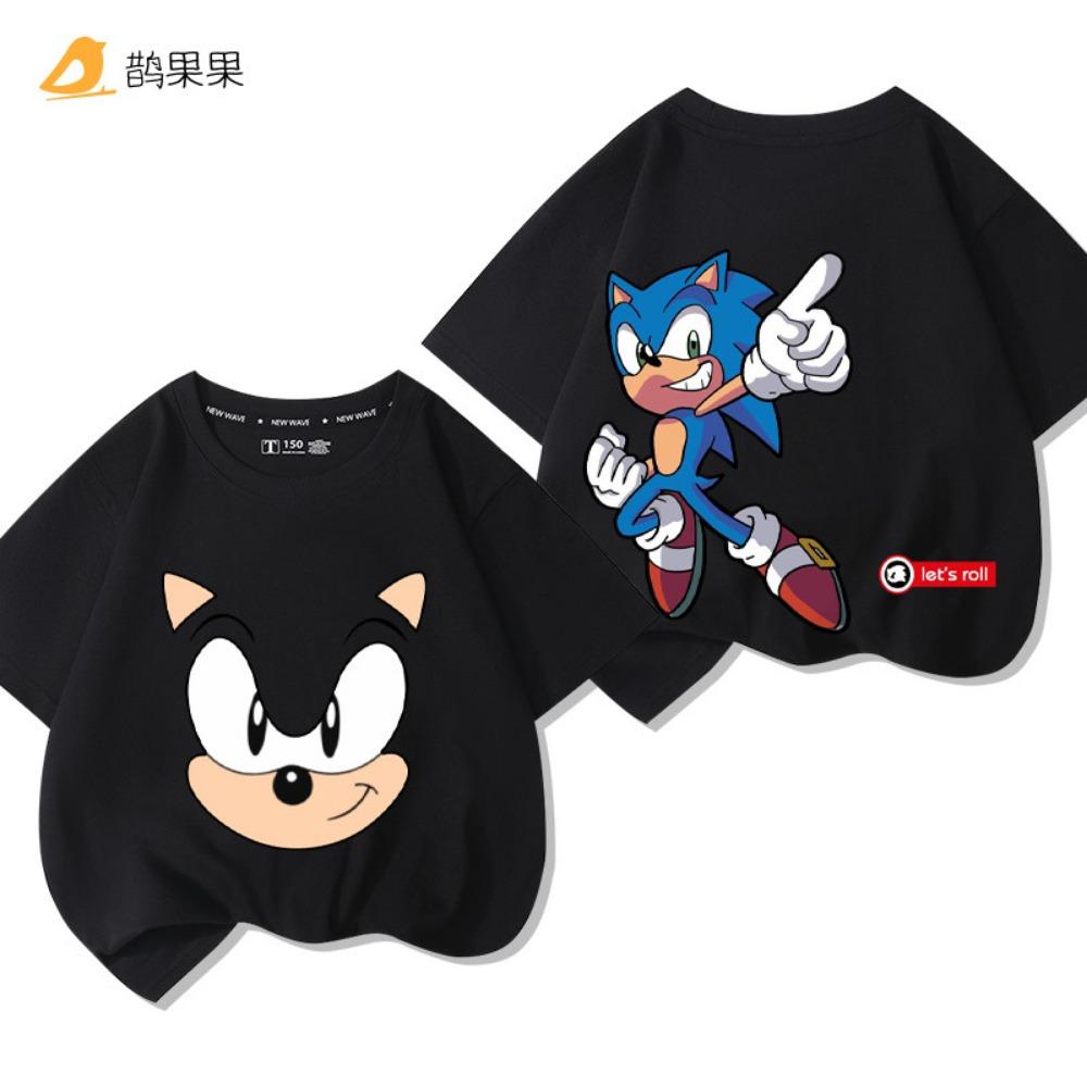 Children's Cartoon Sonic the Hedgehog Print Outdoor Boys and Girls Comfortable Loose Short-sleeved Summer