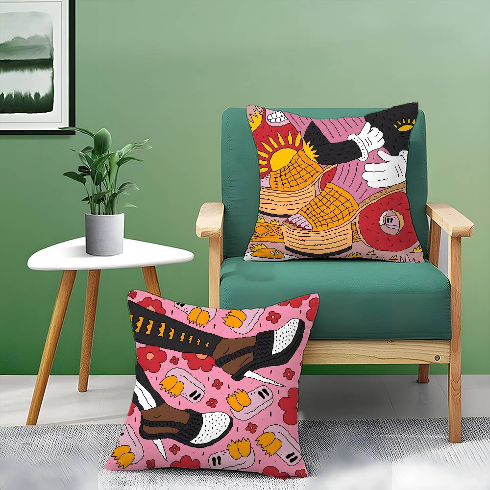 Фэнтези И Креативная Обувь Иллюстрация Наволочка Комфорт Диван-Кровать Шелковистая элегантная Невидимая молния Декоративный чехол для подушки