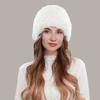 Женская зимняя утолщенная теплая шапка, двойная эластичная вязаная снежная шапка-пуловер