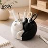 Plastic Pen Stand 3D Printed Cat Holder, Cute Sleeping Kitty Stationery Organizer, 2-in-1 Modern Desk Storage for Makeup Brushes Desktop Organizer