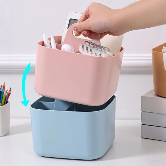 Yousheng Stackable Desk Organizer Storage Box with Handle Large Capacity Multiple Compartments Pencil Holder Caddy Organizer