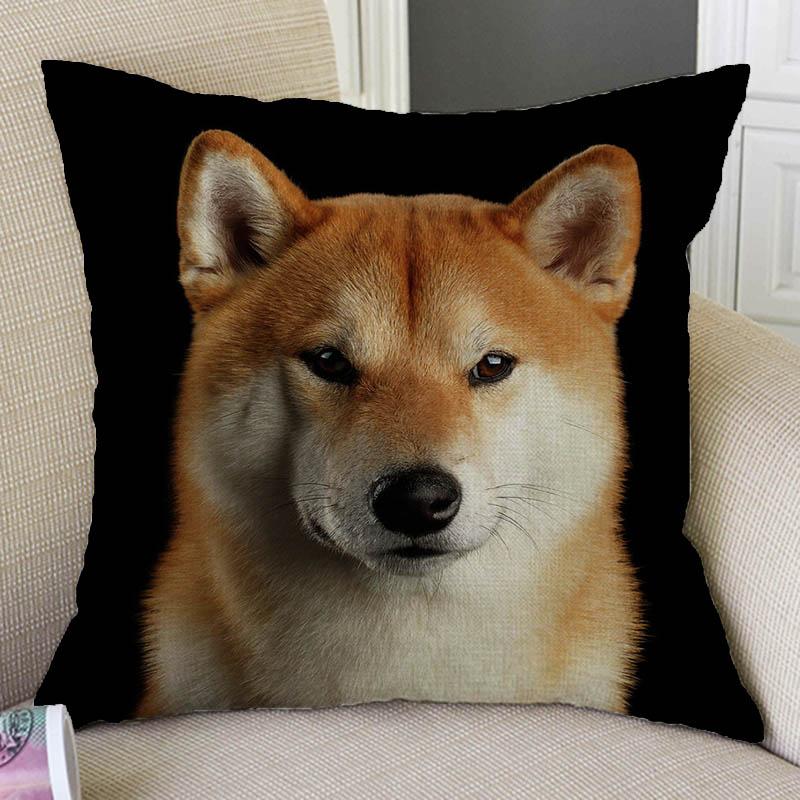 Black Background Dog Puppy Portrait Vizsla Husky Shepherd Shibu Cute Sofa Pillow Case Home Decorative Cotton Linen Cushion Cover