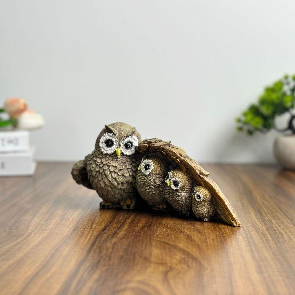 Cute Animal Statue Resin Miniature Figurine Sculpture Desktop Decoration Owl Ornament TV Cabinet