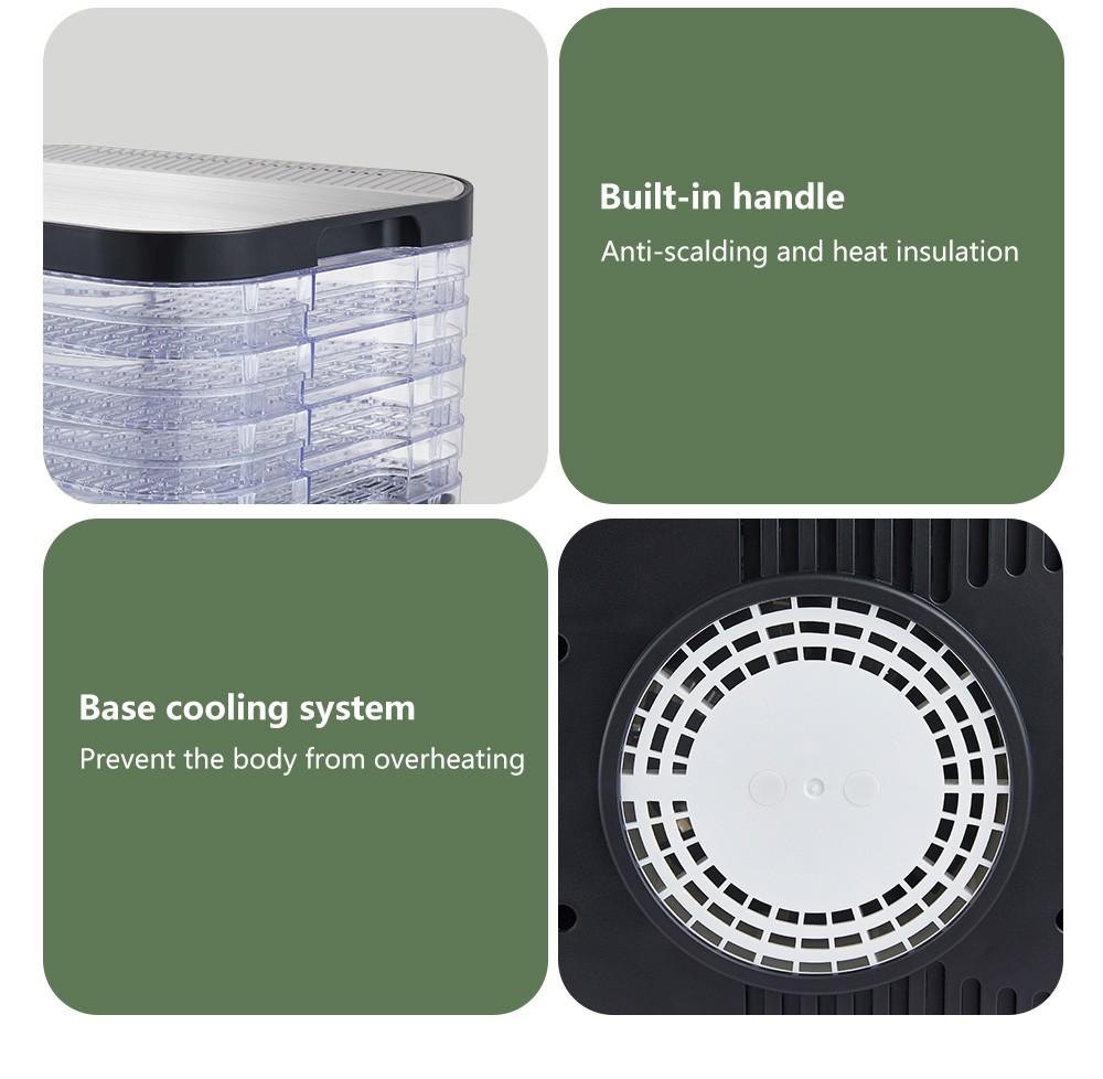 Сушилка-дегидратор для пищевых продуктов BioloMix BD1200, 5 лотков, не содержит BPA, цифровой таймер, контроль температуры, для фруктов и овощей