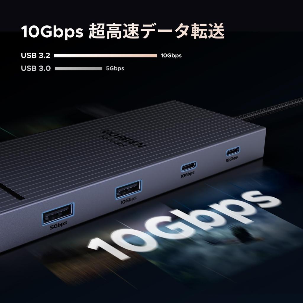 Ugreen Revodok 10 в 1 USB C док-станция USB C концентратор Dual HDMI расширение USB 10 Гбит/с порты передачи данных Dual Extension 100W PD быстрая зарядка 1 Гбит/с