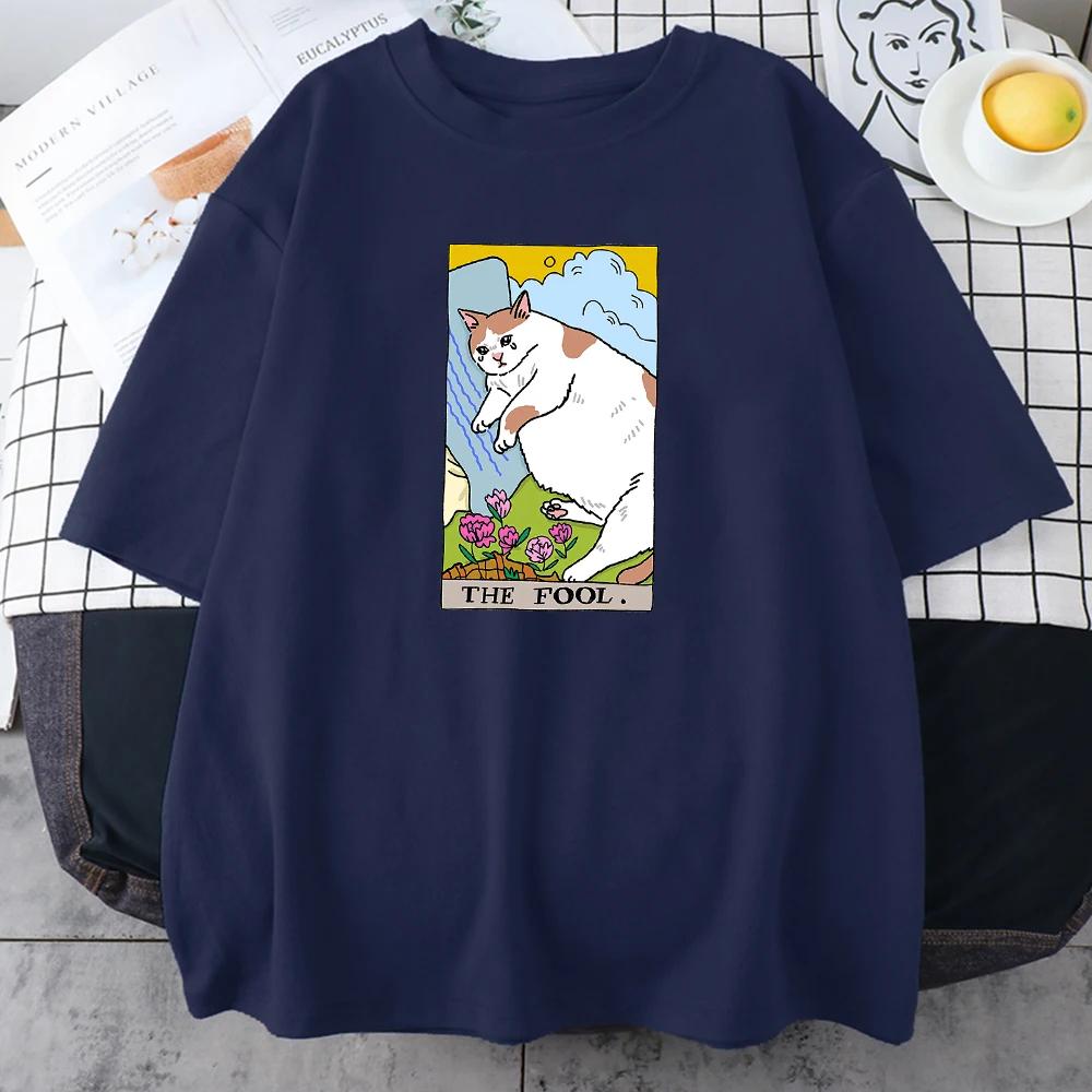 Футболка с принтом «Грустный кот» от The Fool Sad Cat Meme, мужская одежда, винтажная, персонализированная, уличное, топы, все математические, большие, с коротким рукавом, мужские хлопковые футболки