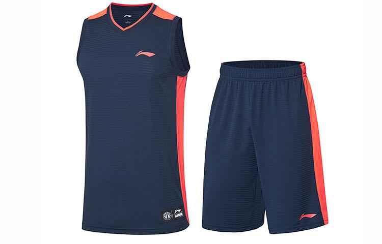 Li Ning Casual Sportswear Men's Blue V Neck Moderate AATP067-4