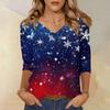 Women's T Shirt CHristmas Print 3/4 Sleeve Daily Weekend Fashion Basic V- Neck Regular Top