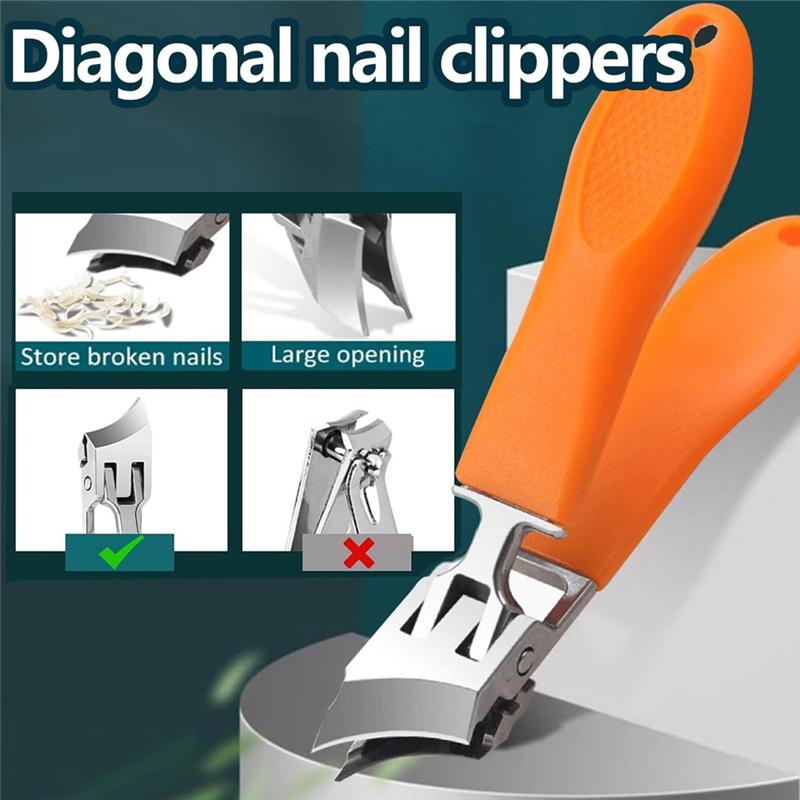 Wide Jaw Opening Anti-Splash Slanted Nail Clipper,No Splash Nail Trimmer For Men,Slanted Nail Clippers,2Pcs Ingrown Nail