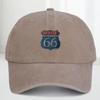 Кепка с принтом Route 66 для активного отдыха и спорта - Дышащая и быстросохнущая - Классическая стираная винтажная кепка