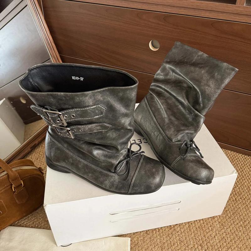 Женские ботильоны на плоской подошве с бантом, дизайнерская обувь, модные новые туфли для платья, женские зимние короткие ботинки, мотоциклетные ботинки де мухер, обувь