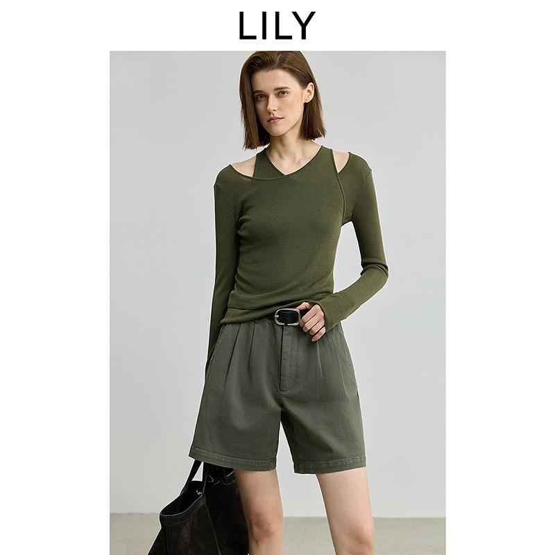 LILY Leisure Vacation Two piece Long Sleeve Knitted Shirt