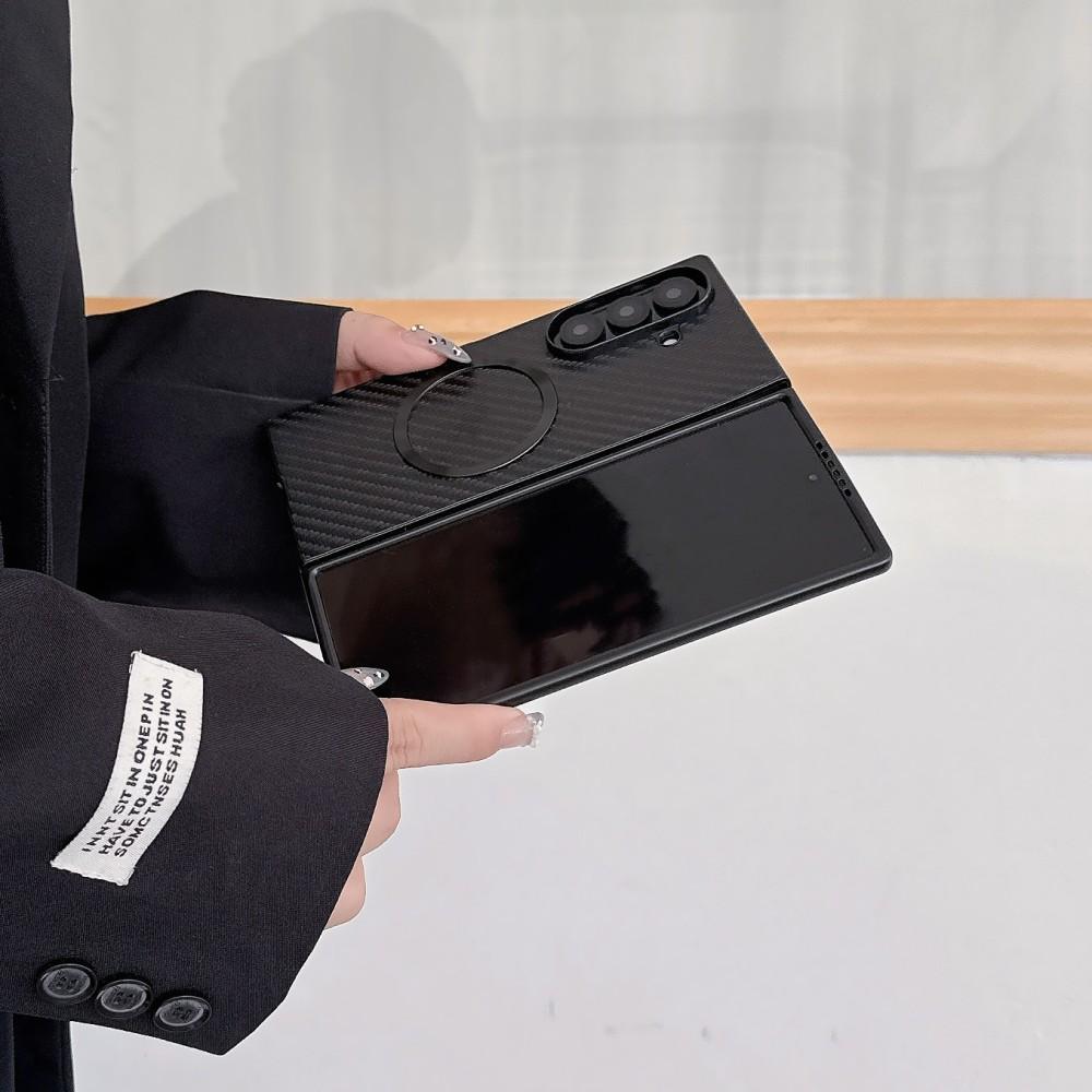 Для Samsung Galaxy Z Fold 7 Чехол Жесткий ПК углеродное волокно Магнитная Защитная задняя крышка Чехол Для Samsung Z Fold 7 6 5 4 Корпус телефона