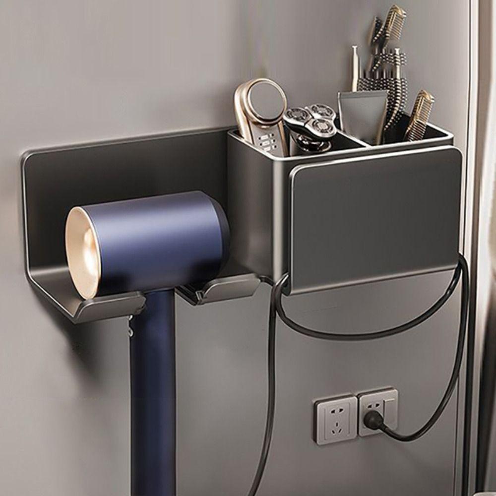 Держатель для фена с ящиком для хранения Подставка для фена Органайзер для фена Многофункциональная подставка для бритвы и фена Подставка для выпрямителя