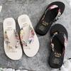 Summer Flip-flops Women's Bohemian Satin Strap Casual Lame Heel Beach Women's Slippers Ethnic Style Slippers