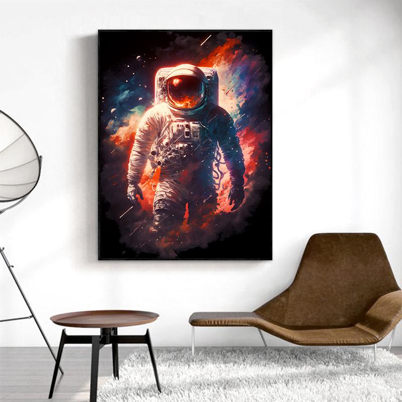 Colorful Space Astronaut Skating Play Guitar Canvas Painting Poster Print Abstract Wall Art For Living Room Home Decor Cuadros