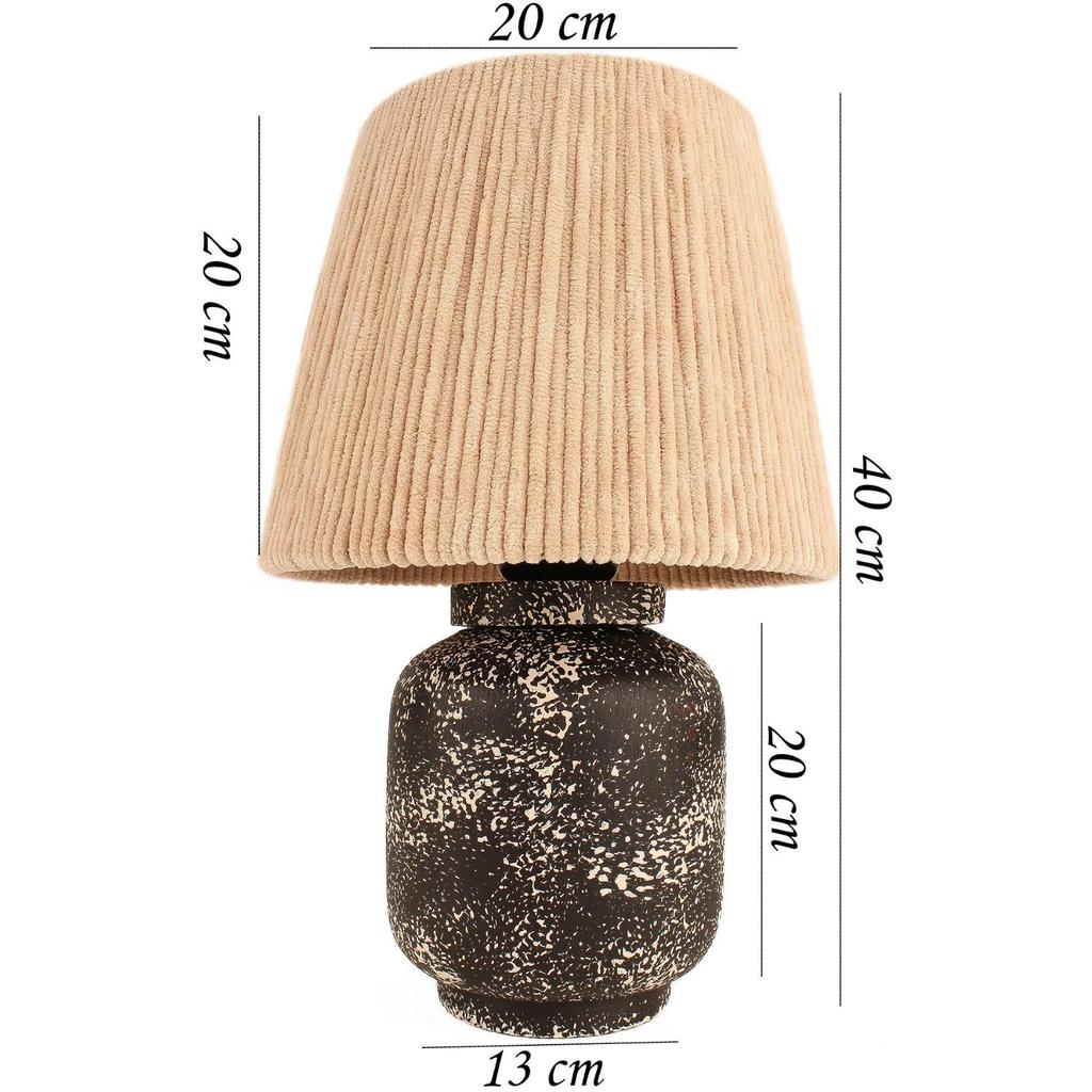 Durable Seramik Abajur Siyah Krem