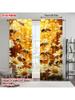 2pcs, plane printing Popular Curtain Panels Bees and Sunflowers Honeycomb Polyester Easy Install (without rod) All Seasons Use