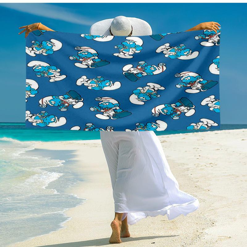 Ultra-Soft Beach Towel with The Smurfs Theme,Ideal for Pool - Camping, Diving - Perfect Travel Essential, Vibrant Beach Towel.