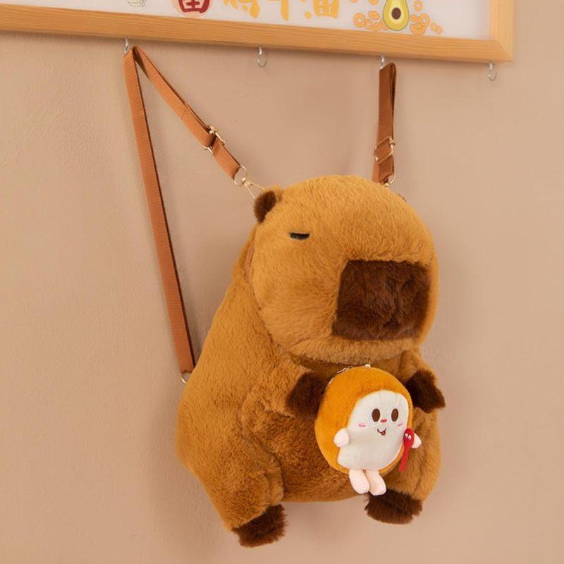 Cute Capybara Plush Backpack for Children, Gift for Girls, Cute Backpack, Playful Accessory, Soft Texture Bag,Stuffed Animals