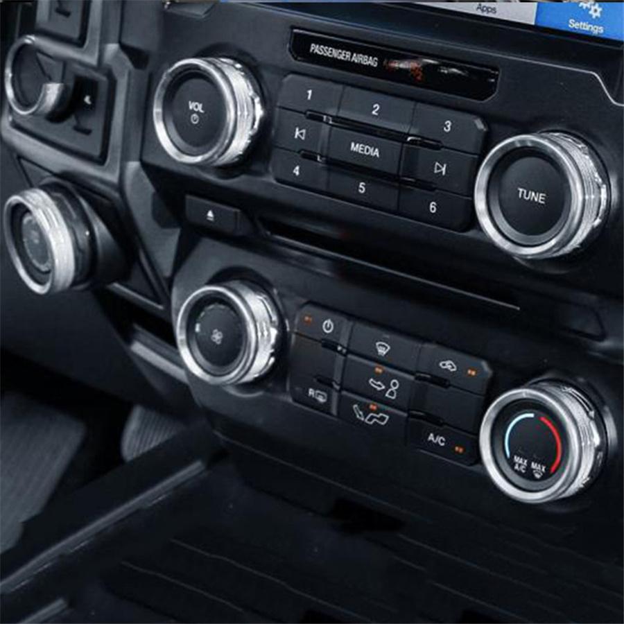 New 6x For 16-18 Ford F150 Air Conditioner Audio Switch Knob Ring Cover Trim Silver