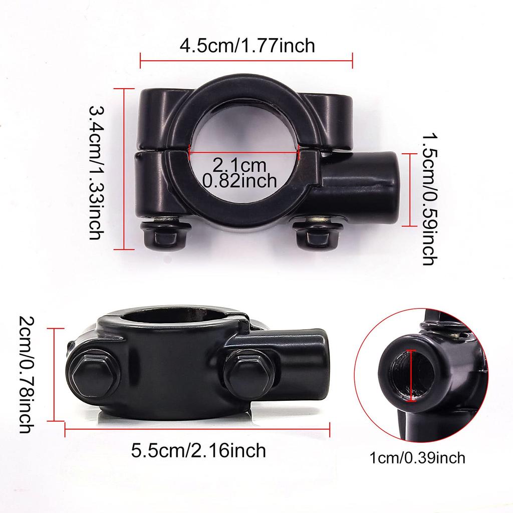 X-STYLE Motorcycle Mirror Stay, Handle, 0.9 Inch (22 Mm), Universal 0.4 Inch (10 Mm),