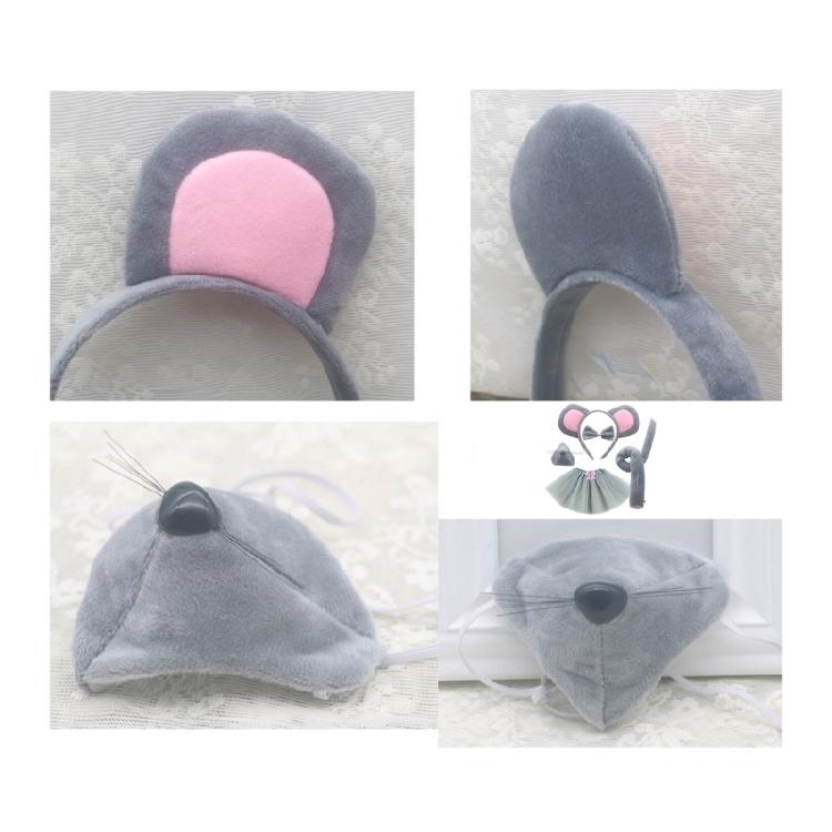 Little-Mouse Costume Accessories Set Mouse Ears Headband,Bowtie,Nose,Gloves Tail