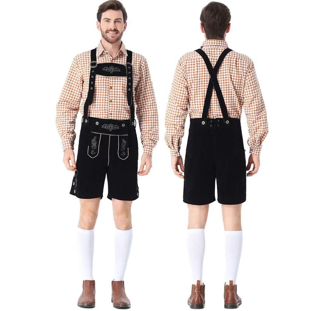 Мужская клетчатая рубашка на пуговицах в баварском стиле Oktoberfest для фестиваля и повседневной носки