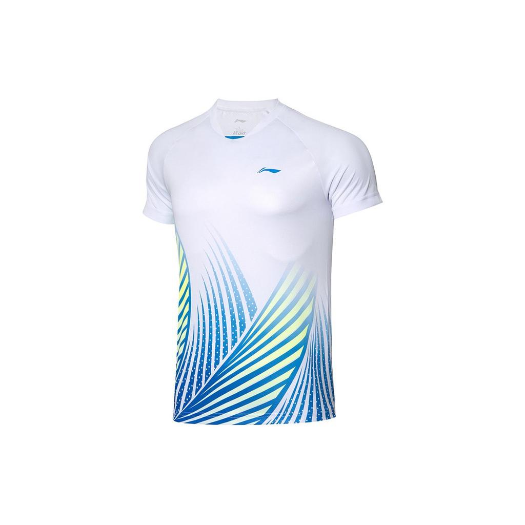Li Ning Badminton Series Training Quick-Dry Competition T-Shirt Men Tops White AAYQ067-2