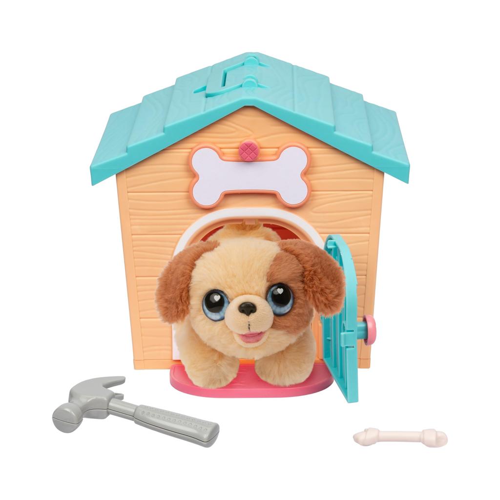 Little Live Pets Мой щенок: Мини-игровой набор «Домик для щенка», Оранжевый, Игрушка «Собираемый домик для собаки» и игровая площадка, Персонализируемая игрушка-щенок из плюша для детей от 5 лет