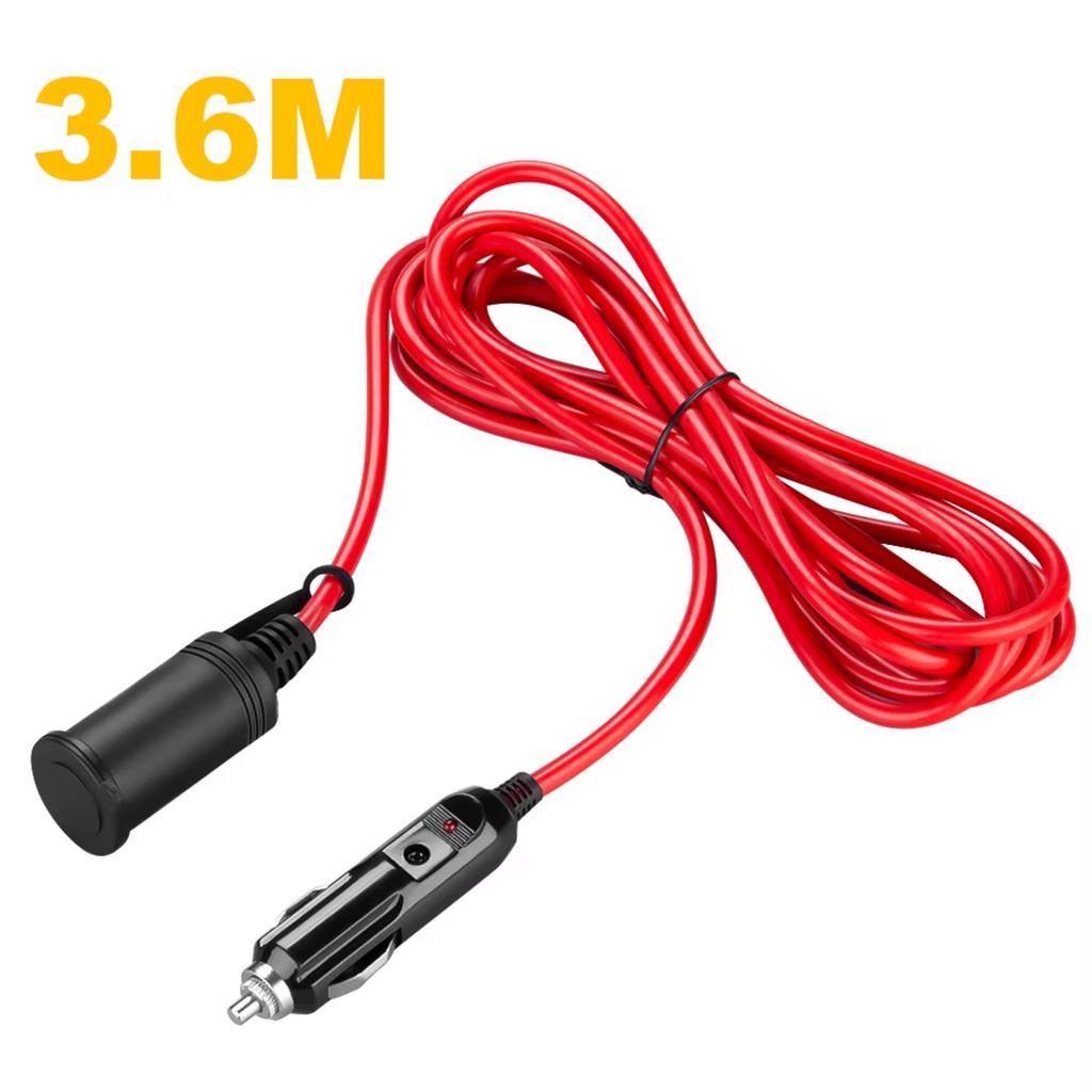 Car Cigarette Lighter Extension Cord 3.6M 16AWG Car Splitter Charger Cable Socket Plug Auto Accessories