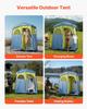 Camping Shower Tent, 2-Room Portable Privacy Tent Changing Room with Shower Bag, Ground Stakes, Ropes, Carry Bag, and Support Poles, 150D Oxford