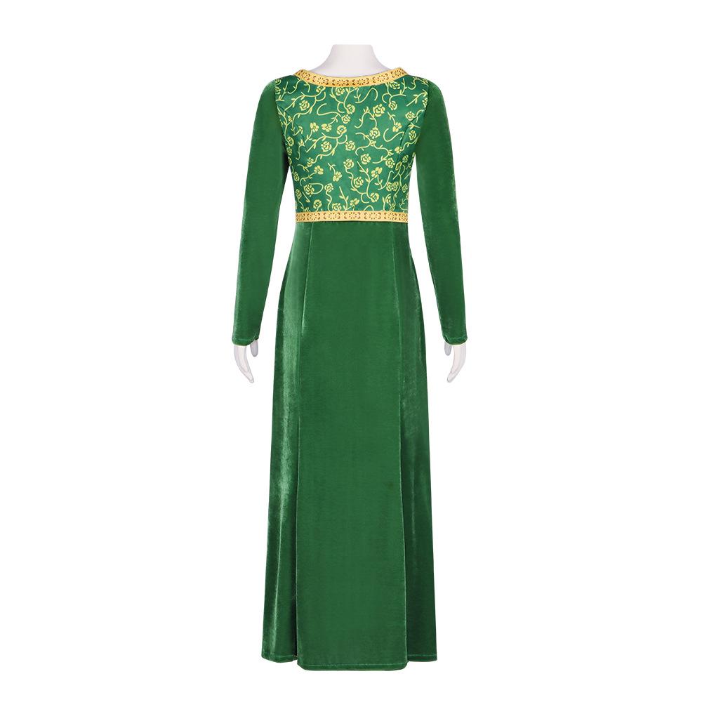 Anime Princess Green Dress Fiona Dress Shrek Cosplay Costume Halloween Fancy Fantasy Party Suit Roleplay for Adult Woman