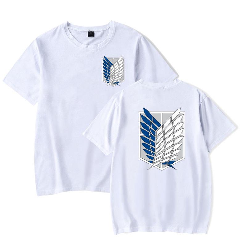 Футболка с японской мангой «Атака на гиганта»: Белая футболка унисекс с круглым вырезом, короткими рукавами, большого размера на лето