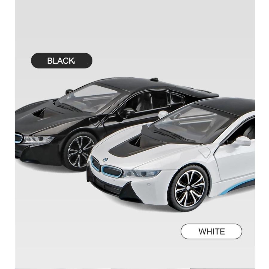 1/24 BMW I8 Supercar Модель автомобиля из сплава Литые металлические игрушечные транспортные средства Звук Свет Моделирование Коллекционные предметы Хобби Детские игрушки Подарки