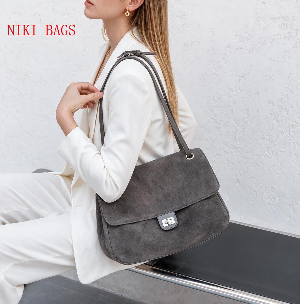 NIKI BAGS Large-capacity women's tote bag casual commuting shoulder bag simple leather bag suede leather high-quality hobo bag