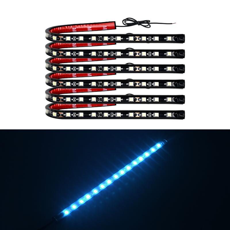 6pcs LED Strip Car Bottom Underglow Light Flexible LED Underbody Light Auto Decorative Ambient Atmosphere Lamp DRL For Car 12V